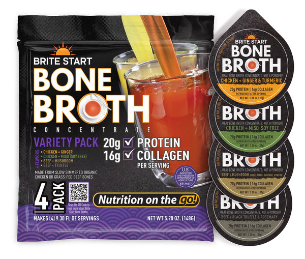 Brite start bone broth concentrate variety pack.